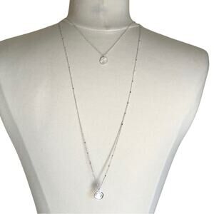 LC Lauren Conrad NIP Silver Tone Double Strand Sand Dollar Pendants Necklace